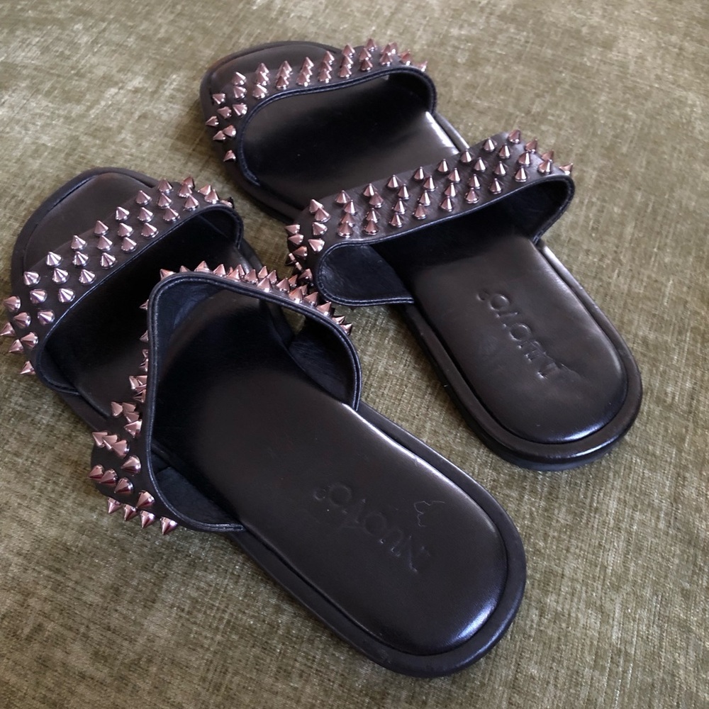 Studded Black Slide Sandals Free People Inuovo - Picture 4 of 6